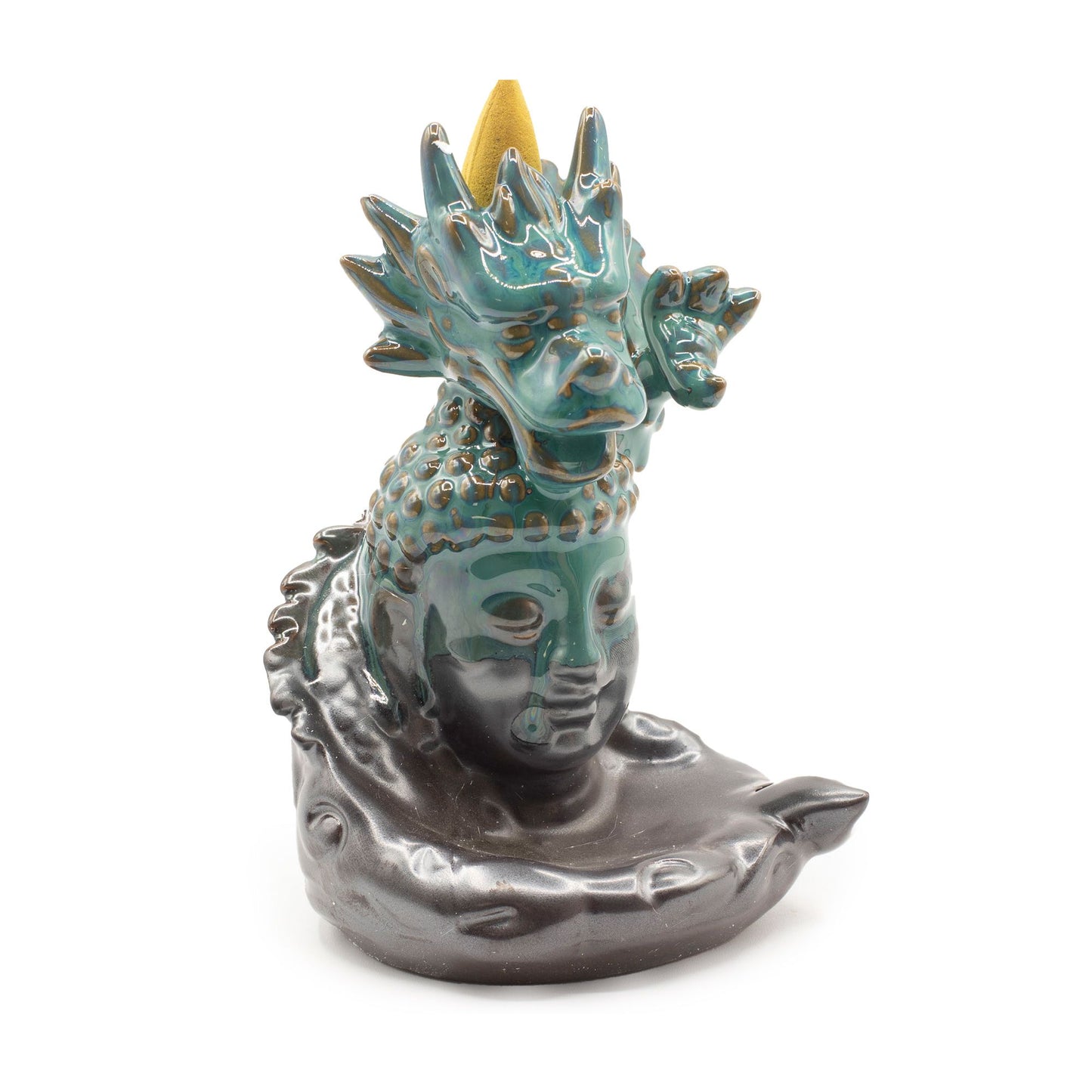 Brûleur d'encens à refoulement - Dragon sur Bouddha