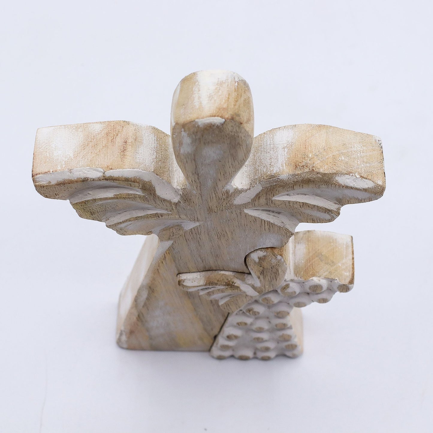 Ángel de madera de mango en ángel - Encalado - 15 cm