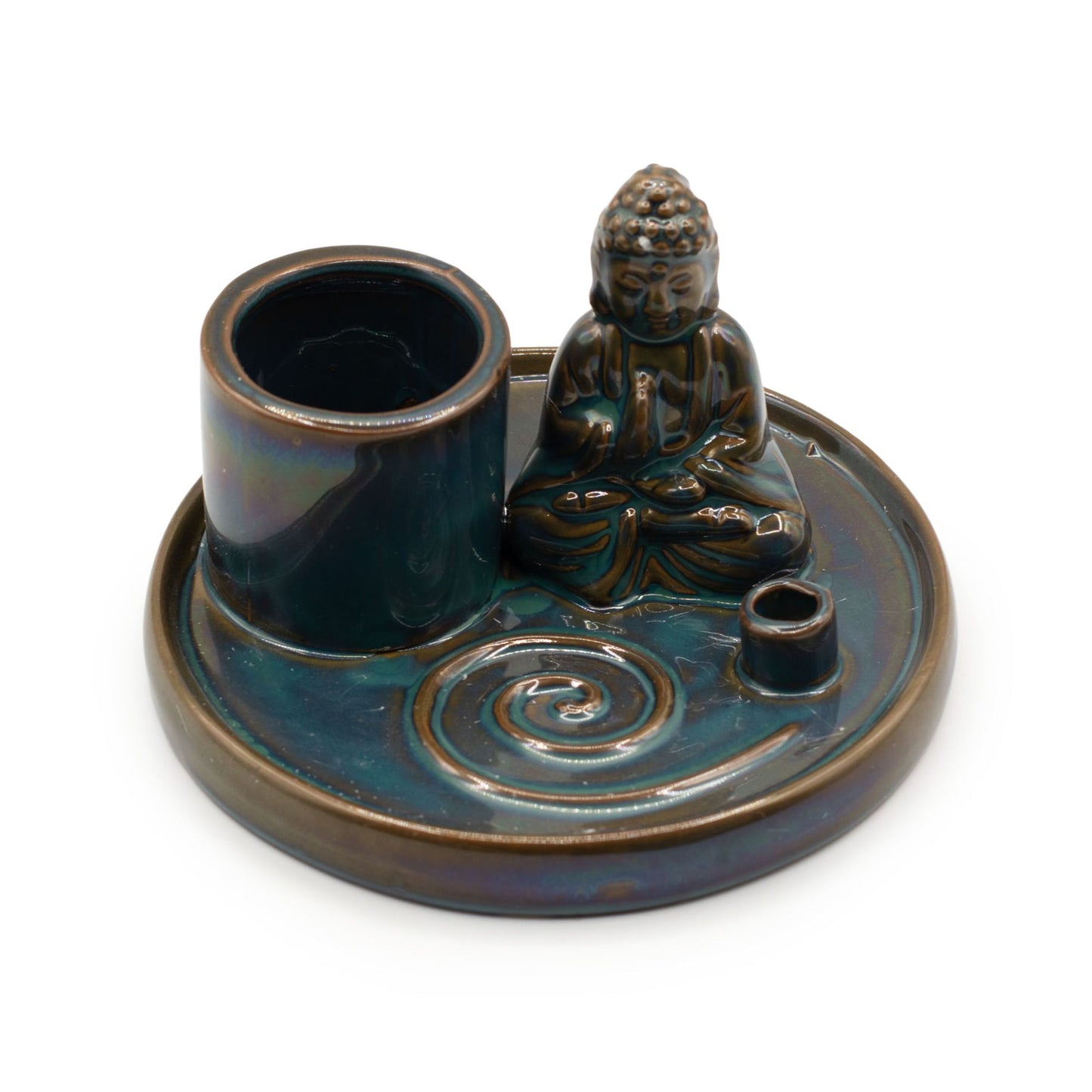 Porte-encens multifonction Bouddha - céramique bleue