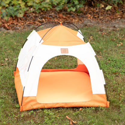 Cama PAW – Tienda beige y naranja – 58 × 58 × 48 cm
