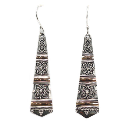 Pendientes Plata y Oro Gotas Tribales