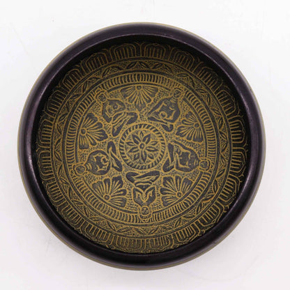 Tibetische Klangschale Earth Powder – Mantra Fünf Buddha – 16 cm