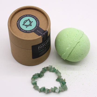 Bracelet bombe de bain avec pierres précieuses en aventurine verte