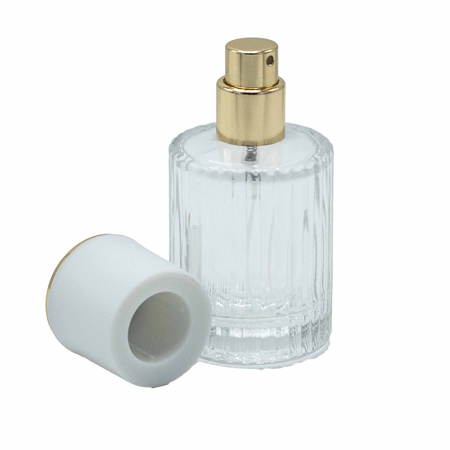Flacons de parfum en verre avec vaporisateur et bouchon bleu 30 ml