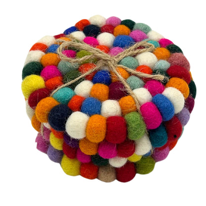 Dessous de verre ronds en feutre de 10 cm, multicolores (lot de 4)