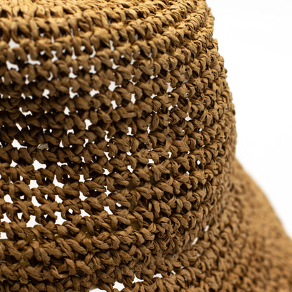 Chapeau de Soleil en Paille Nomad Sari à Bord Souple et Flexible - Café Naturel