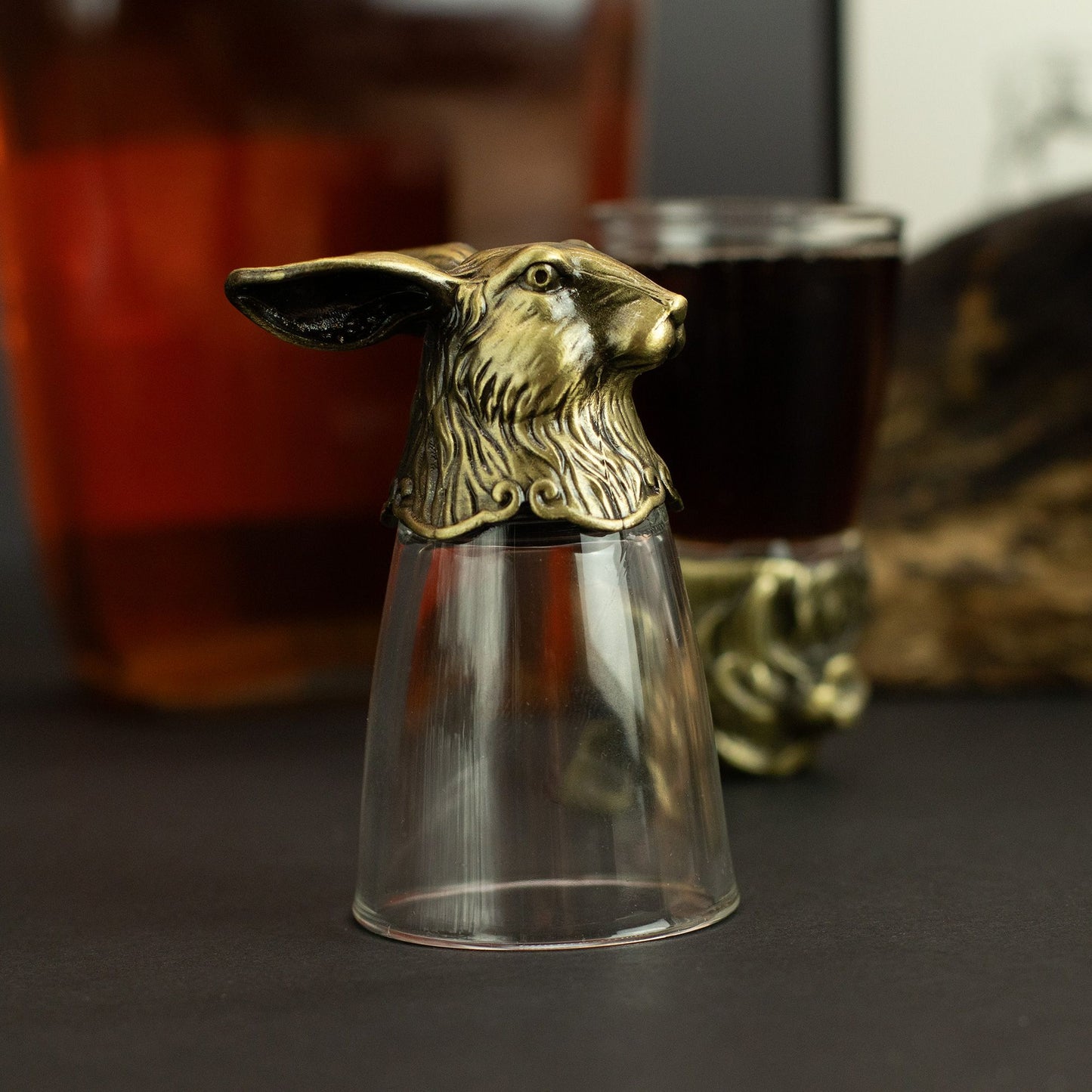 Coffret cadeau de 12 verres à liqueur Bottom Up (25 ml) - Forêt et créatures mystiques - Bronze antique
