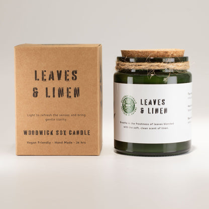 Greenman Woodwick Soyakerze – Blätter und Leinen