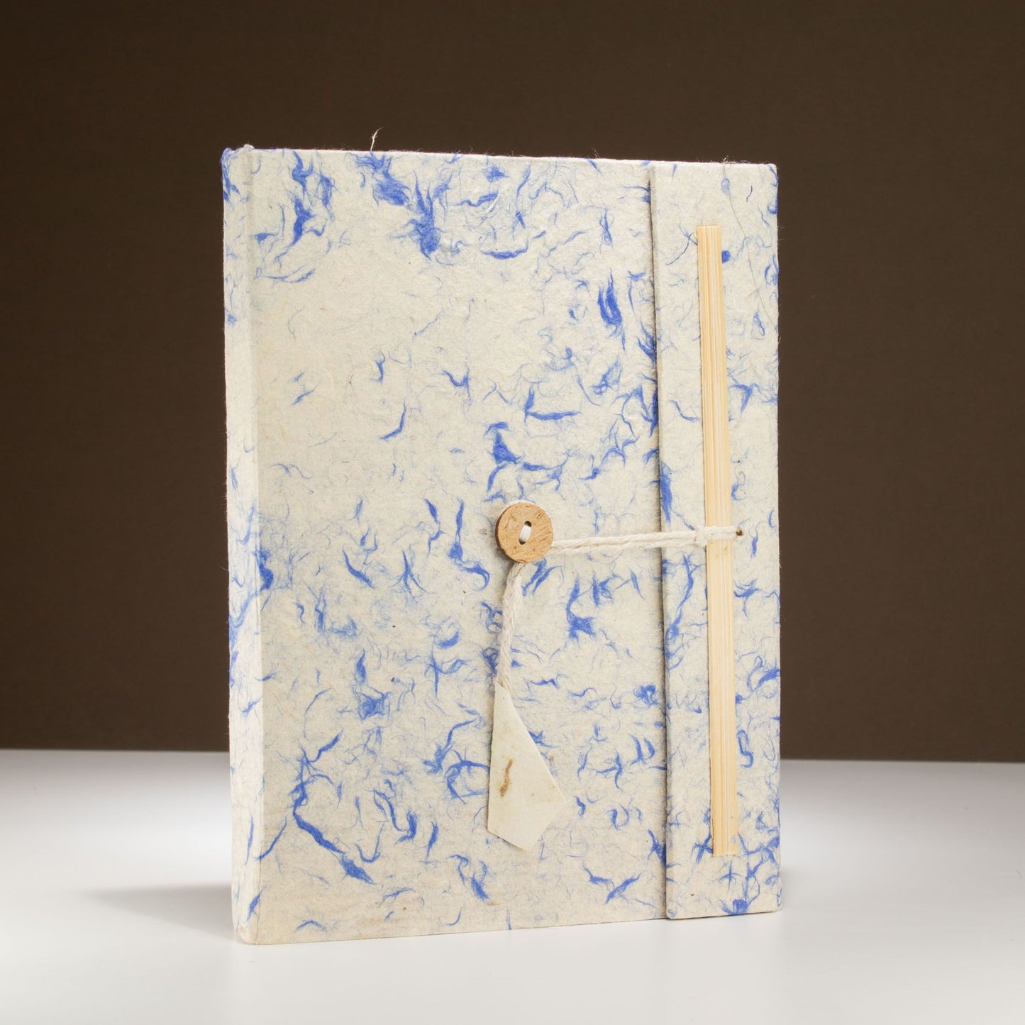 Grand carnet Lokta - Coton mélangé bleu - avec marque-page