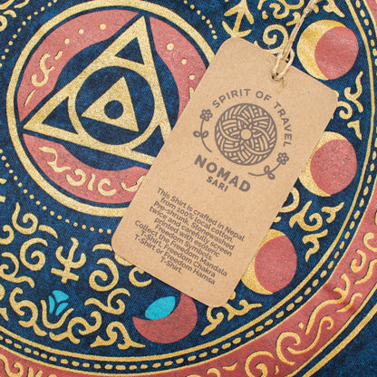 Nomad Sari Stonewashed Cotton T-Shirt - Mantente salvaje, hijo de la luna - Azul - Mediano