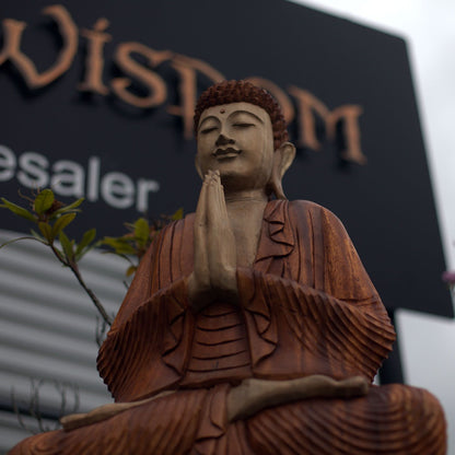 Handgeschnitzte Buddha-Statue – 80 cm. Willkommen