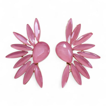 Rosa suave - Vidrio vintage - Alas de ángel - Aretes