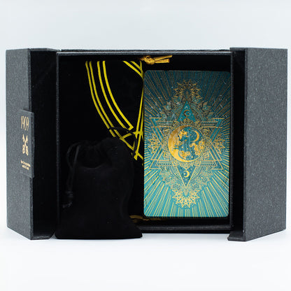 Gold- und türkisfarbenes Tarotkarten-Geschenkset