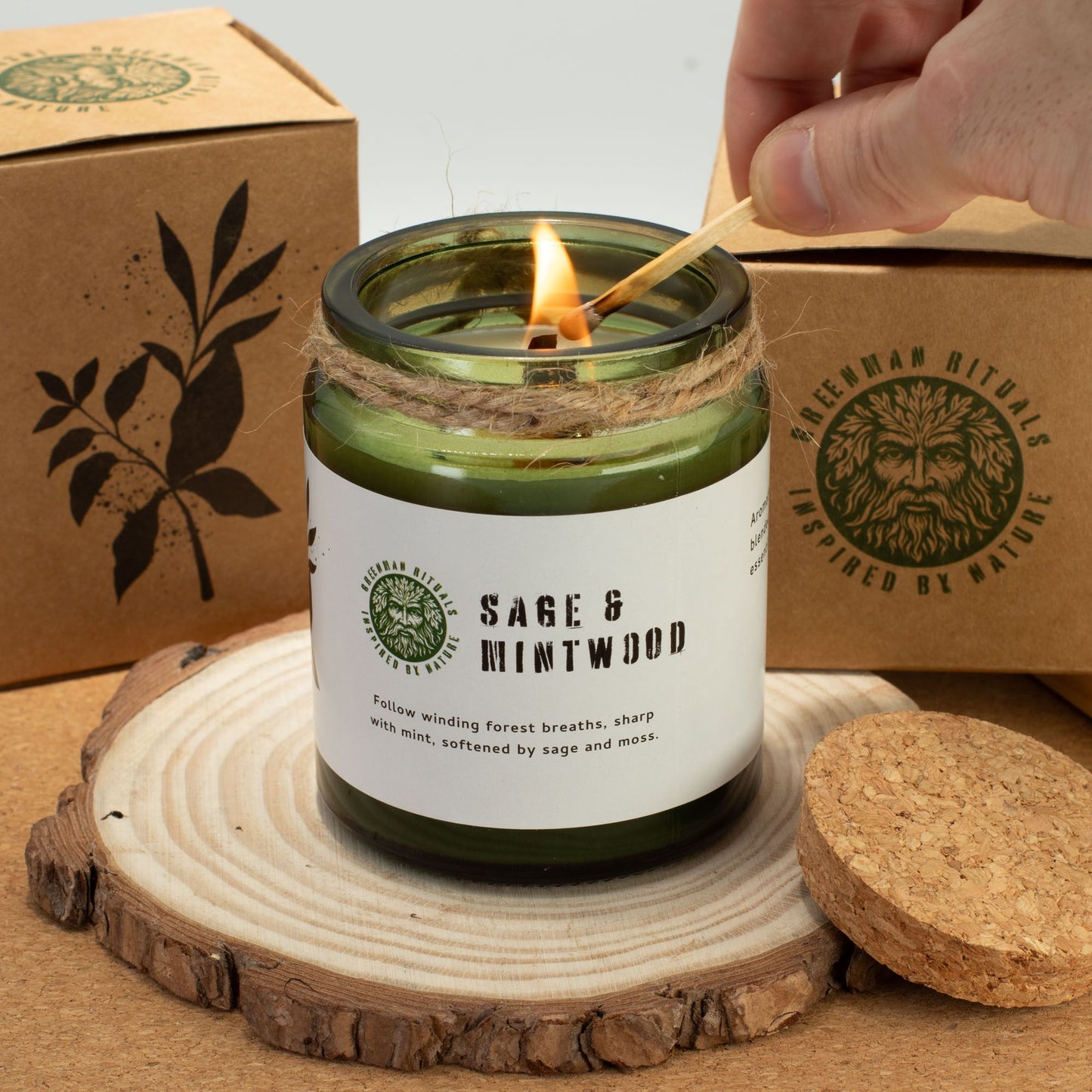 Greenman Woodwick Sojakerze - Moos und Nebel