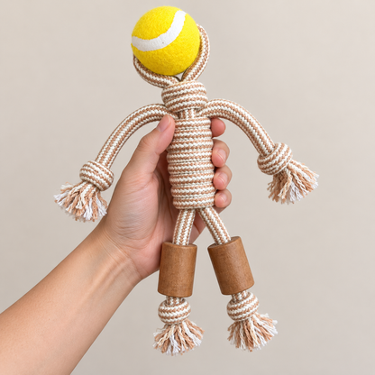 Juguetes PAW para mascotas – Mordedor de madera de café Rope Ranger - Ball