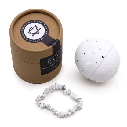Bracelet bombe de bain avec pierres précieuses en jaspe blanc