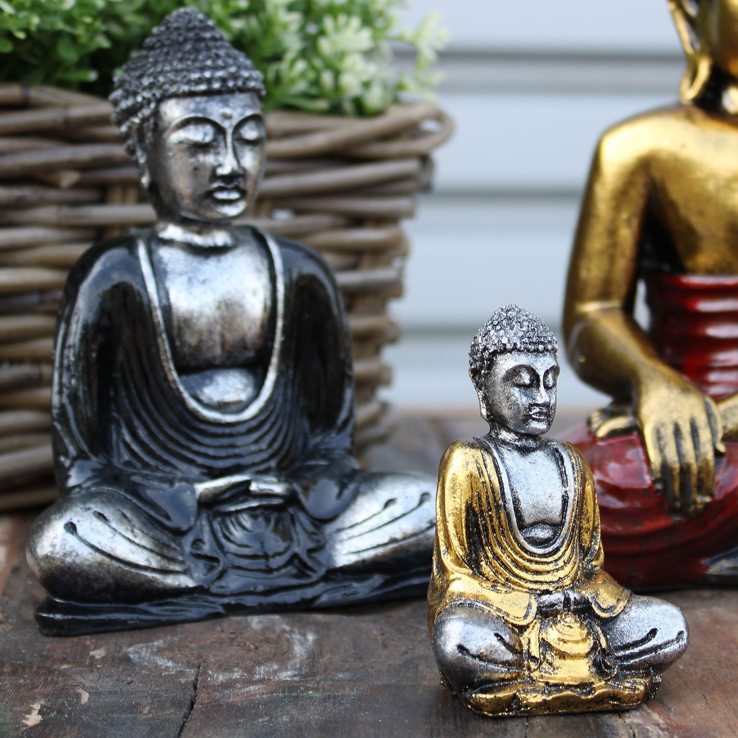 6 x Mini-Buddha in Silber (verschiedene Farben)