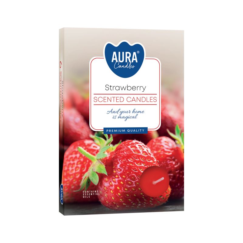 1x 6er Set Duftteelichter - Erdbeere