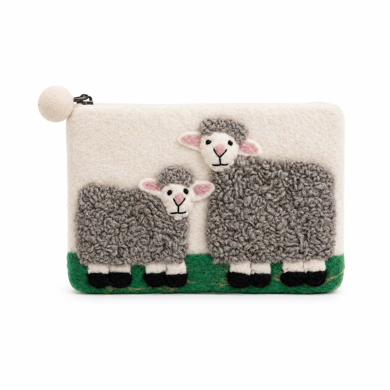 Bolsa de fieltro de oveja, estilo campo, con cremallera (3 surtidos)
