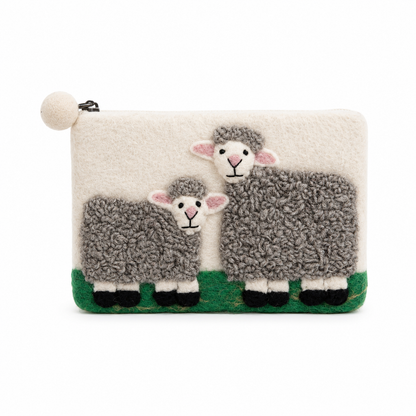 Bolsa de fieltro de oveja, estilo campo, con cremallera (3 surtidos)