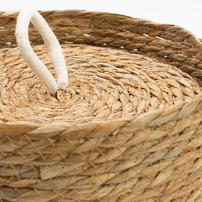 Runde Körbe aus Seegras und Baumwolle mit Deckeln – Natur – 3er Set