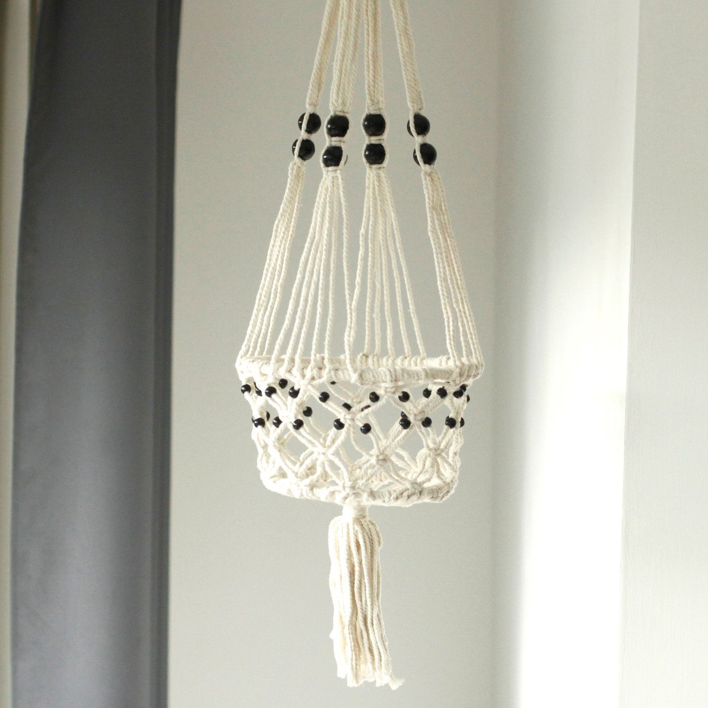 Macetero Macramé Grande con Cuentas