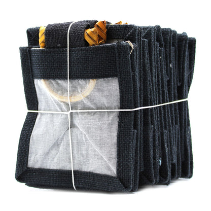 Bolsa de regalo de yute puro y algodón con ventana - 1 Ventana