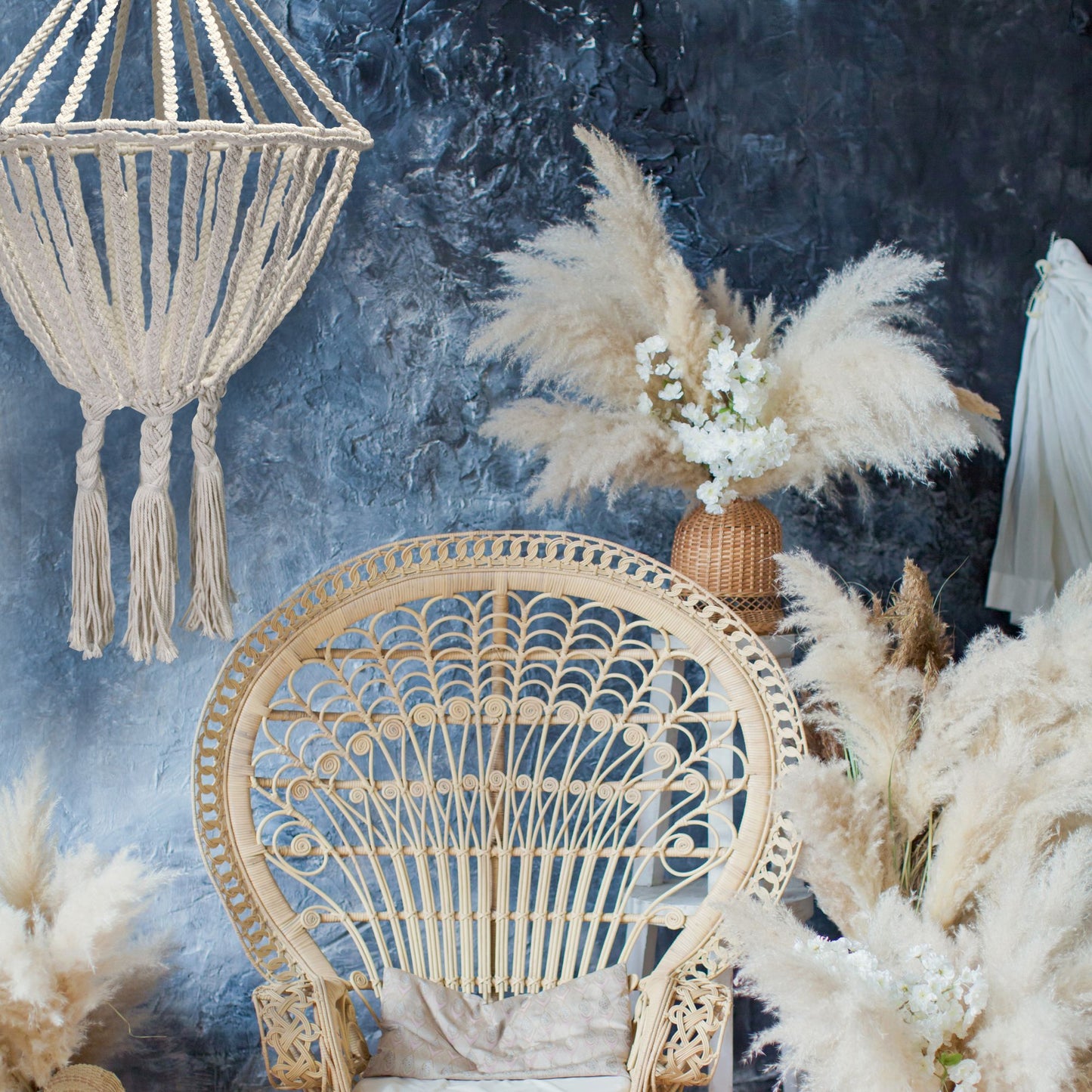 Grand lustre en macramé - Naturel