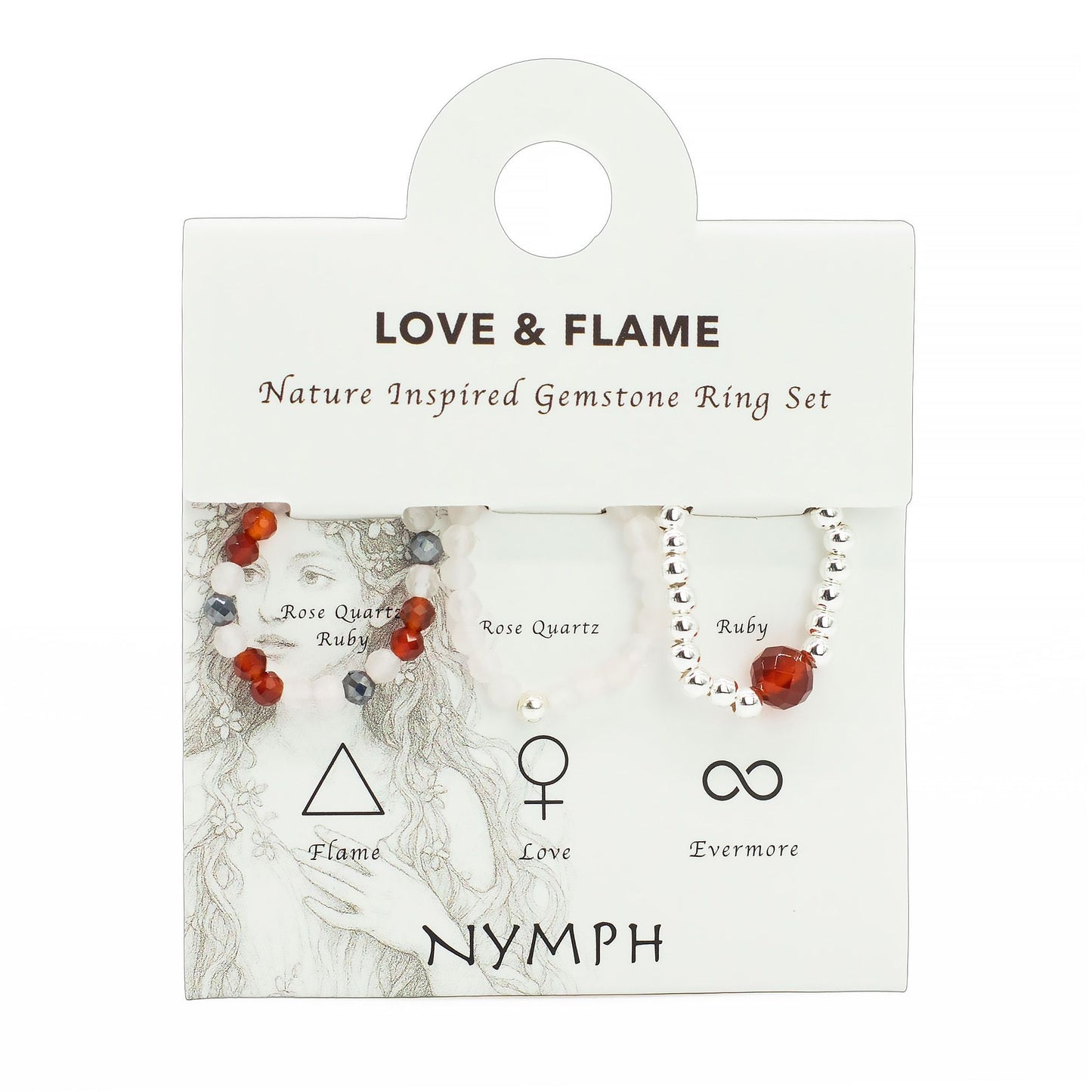 Geister-Nymphen-Edelsteinring-Set – Liebe und Feuer
