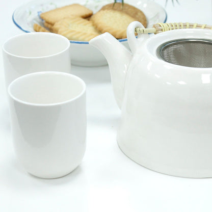 Set Tetera Cerámica Blanco Clásico