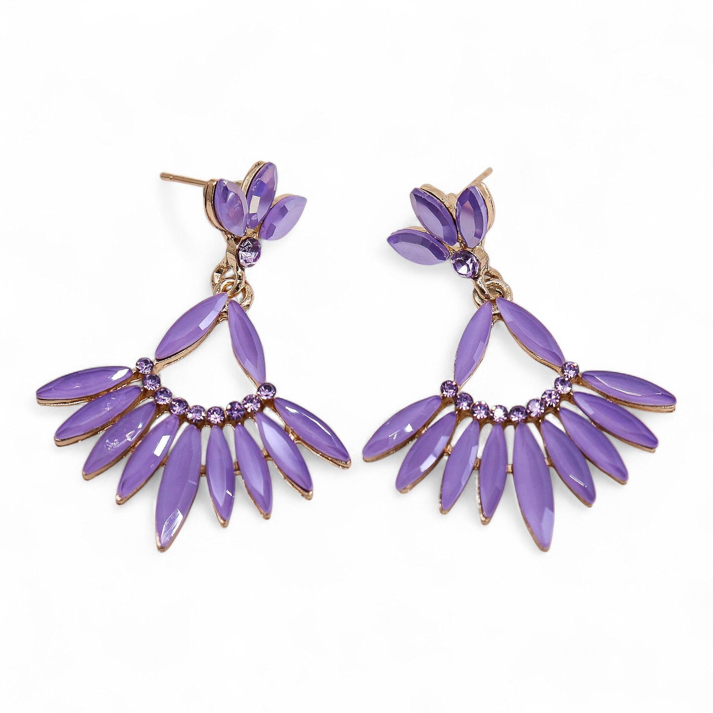 Lavande - Cristal Vintage - Longues Boucles d'oreilles Pendantes