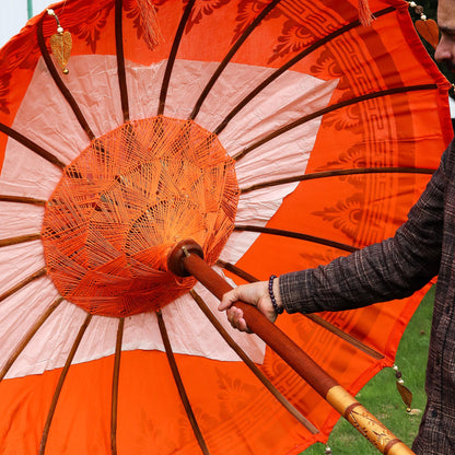 Bali Terrassenschirm - Baumwolle - Orange Dekor - 1,5m