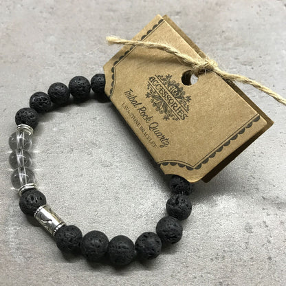 Lavastein Armband - Buddha - Rosenquarz