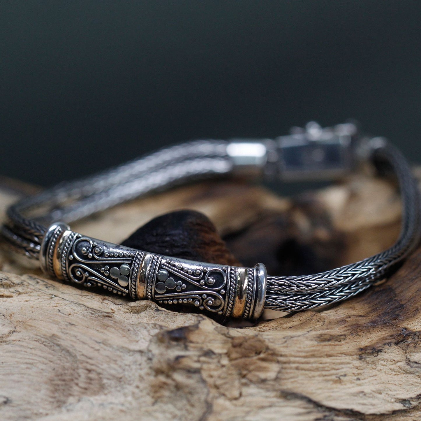 Pulsera Plata y Oro Cadena Gemela Unisex