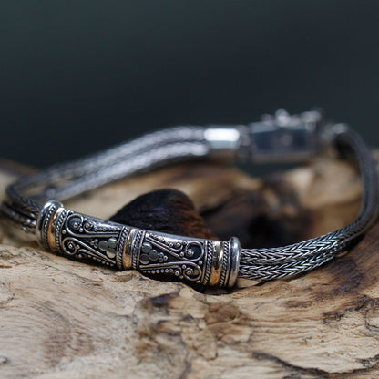 Pulsera Plata y Oro Cadena Gemela Unisex