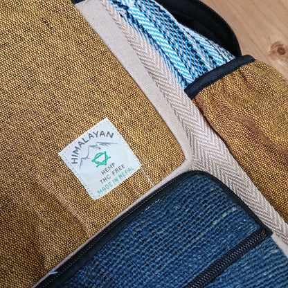 Mochila grande de cáñamo - Teal & Tumeric