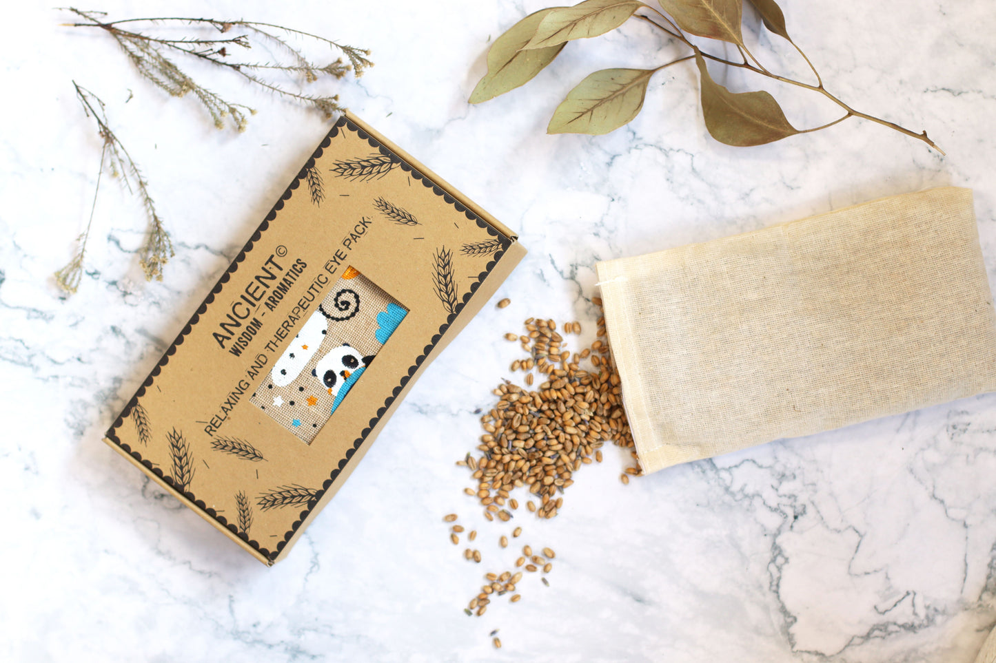 Coussin pour les yeux en coton naturel, lavande et jujube, coffret cadeau - Sleepy Panda