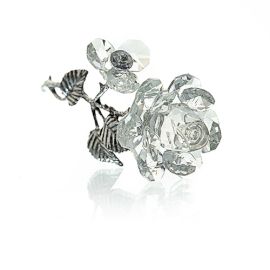 Rose en cristal avec tige argentée
