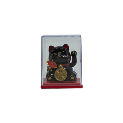 Solar Glückskatze Mini in Box - Schwarz