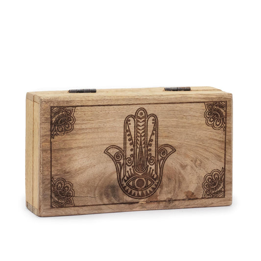 Boîte carrée moyenne 17x10x4,2cm - Hamsa noire