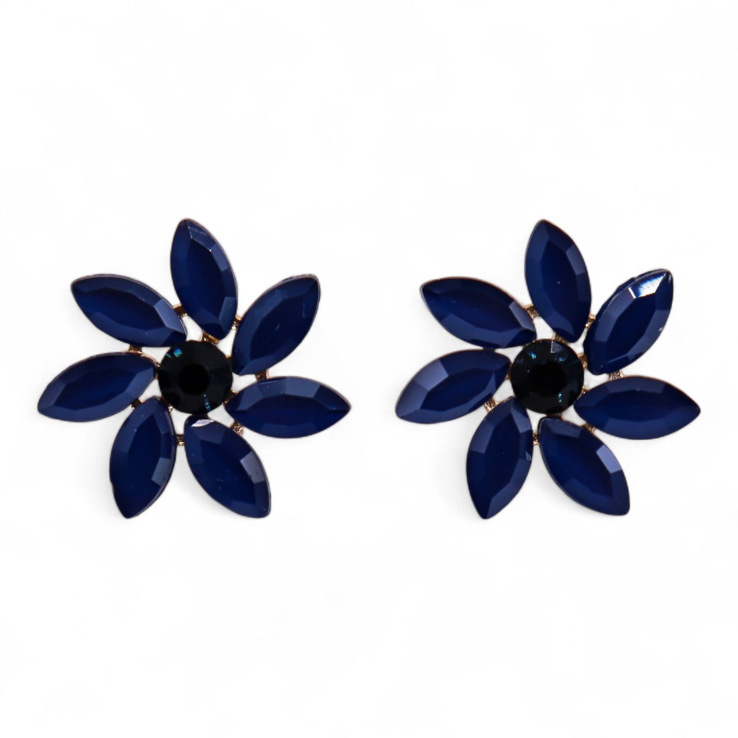 Azul Real - Vidrio Vintage - Flores - Aretes