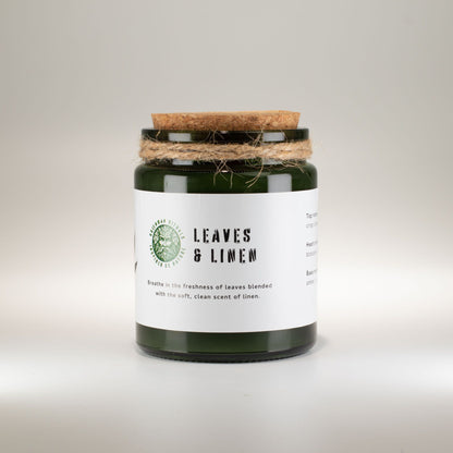 Greenman Woodwick Soyakerze – Blätter und Leinen