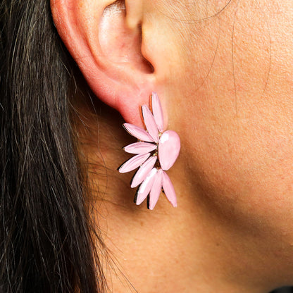 Rosa suave - Vidrio vintage - Alas de ángel - Aretes