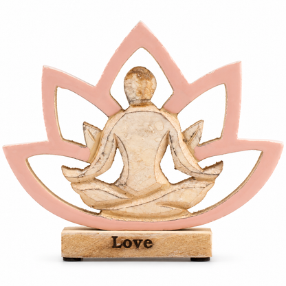 Yoga Mujer de Madera - Flor de Loto - Rosa empolvado - Amor