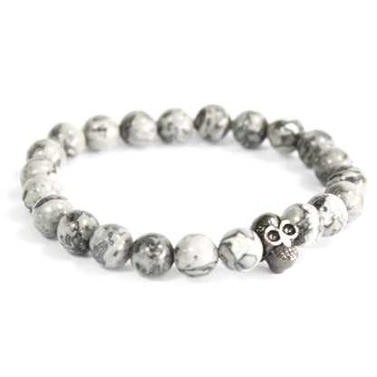Pulsera Calavera Peltre Ágata Gris