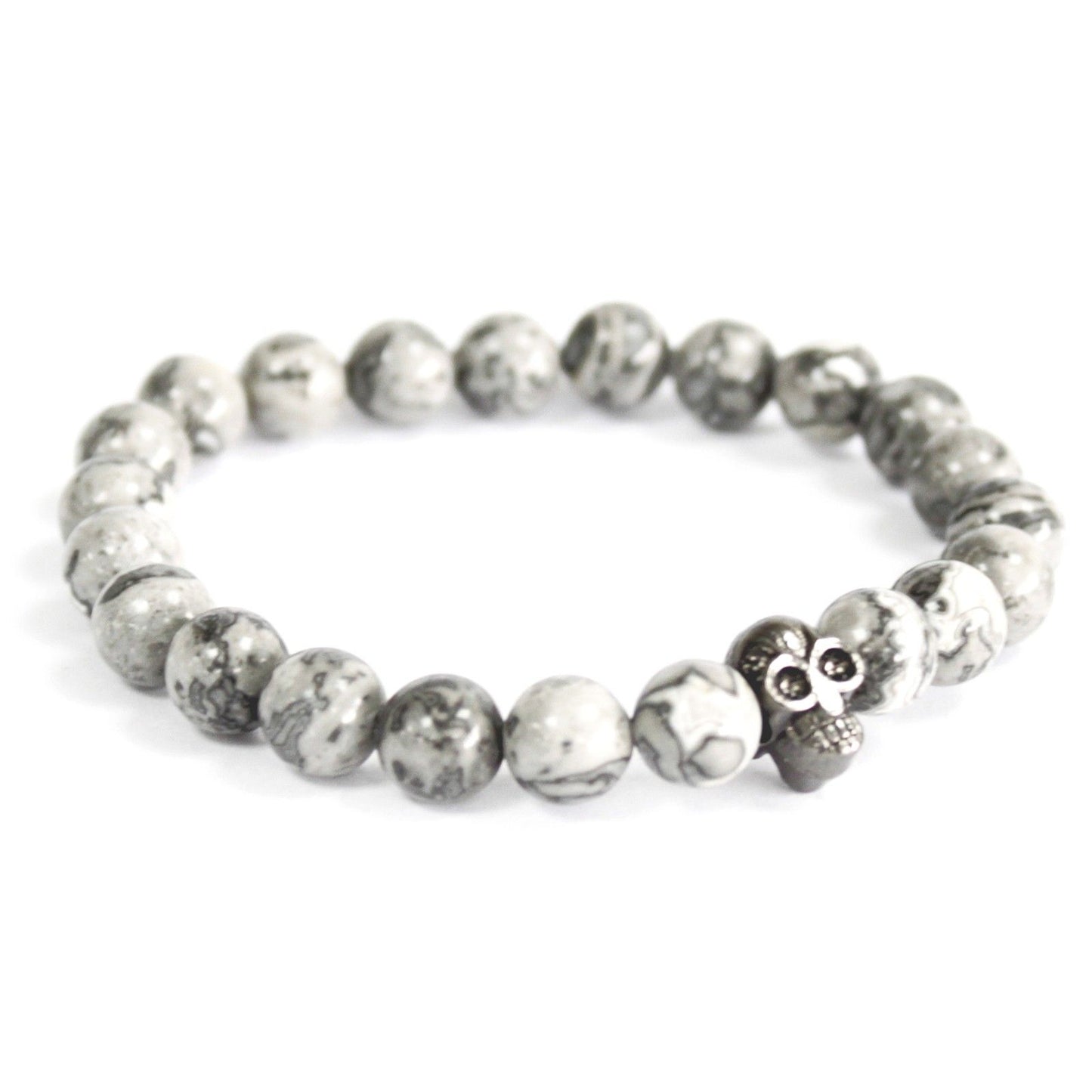 Pulsera Calavera Peltre Ágata Gris