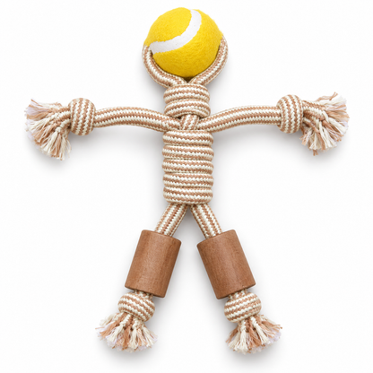 Juguetes PAW para mascotas – Mordedor de madera de café Rope Ranger - Ball