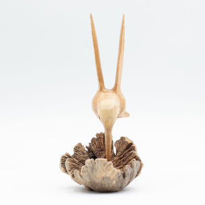 Hecho a mano Tallado artístico en madera parásita - Colibrí bebedor de néctar