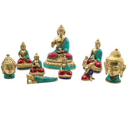 Figura de Buda de Latón - Mano Abajo - 11.5 cm