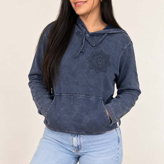 Camisa con capucha extragrande lavada a la piedra con bolsillo canguro - Lavanda polvorienta